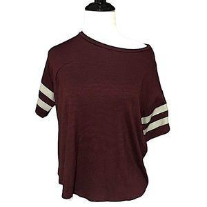 American Eagle Outfitters Burgundy Striped Tee